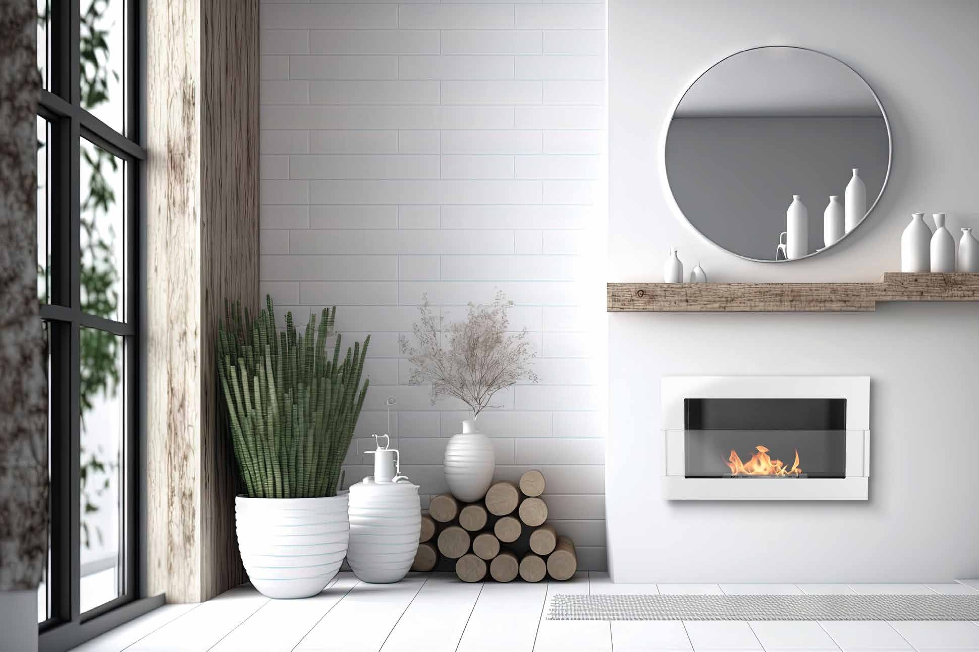 Modernes Wohnzimmer mit Biokamin